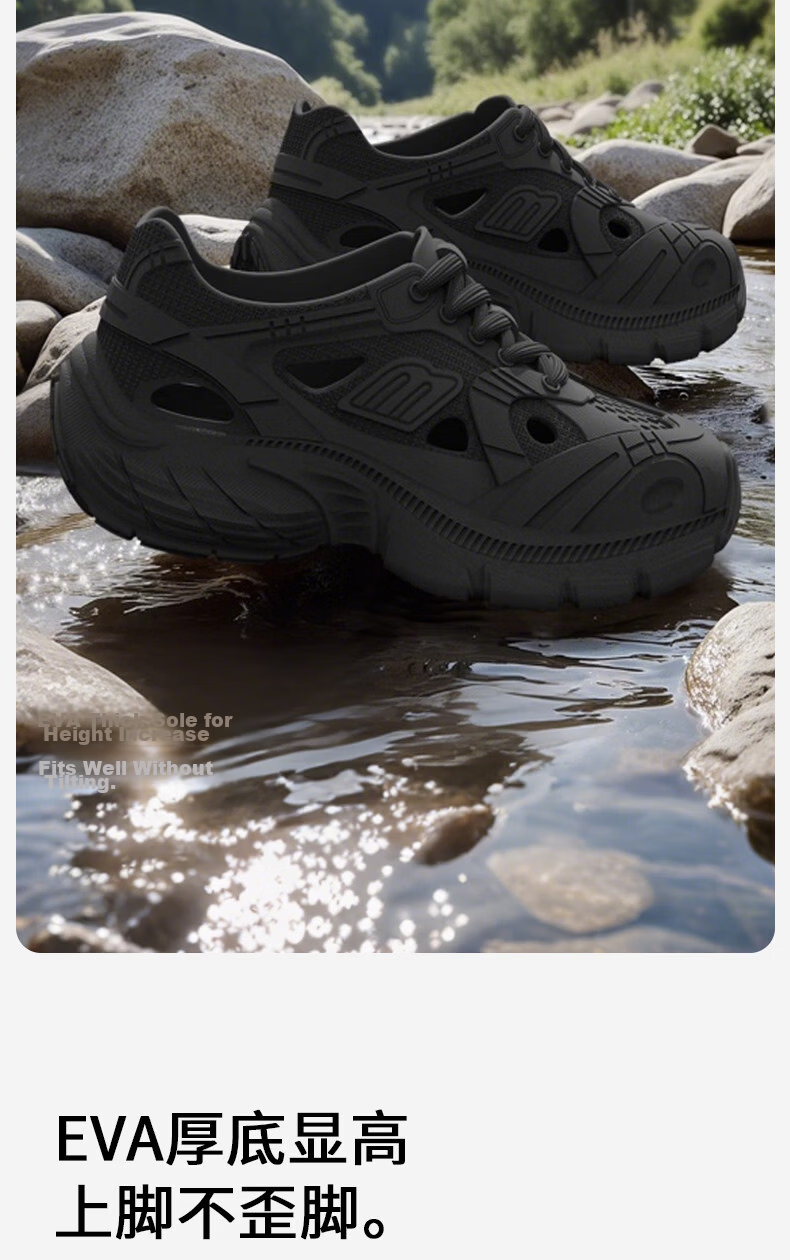 CXOCSI Men's Summer Outdoor EVA Thick-Soled Breathable Beach Clogs with Hole Design, Women's Sandals, Size 44-45 6