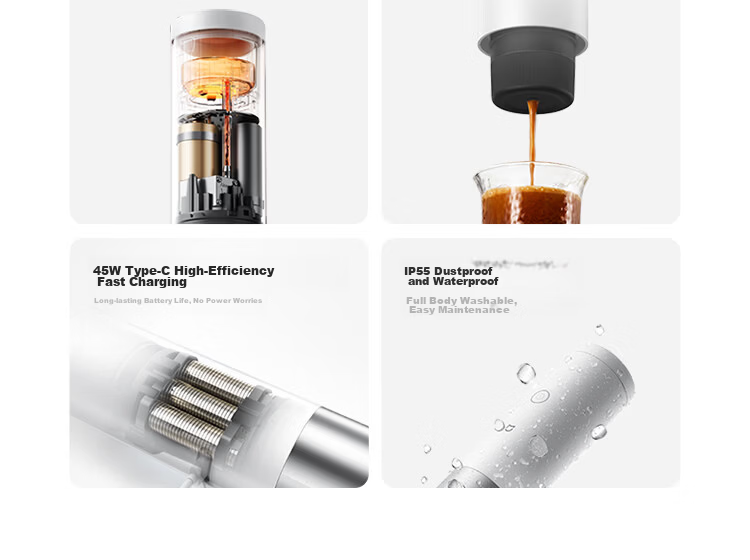 Mijia Xiaomi Portable Coffee Maker Mini Handheld Fully Automatic Capsule and Ground Coffee Machine for Office and Home Outdoor Camping Cold Brew and Hot Brew White with Storage Bag 4