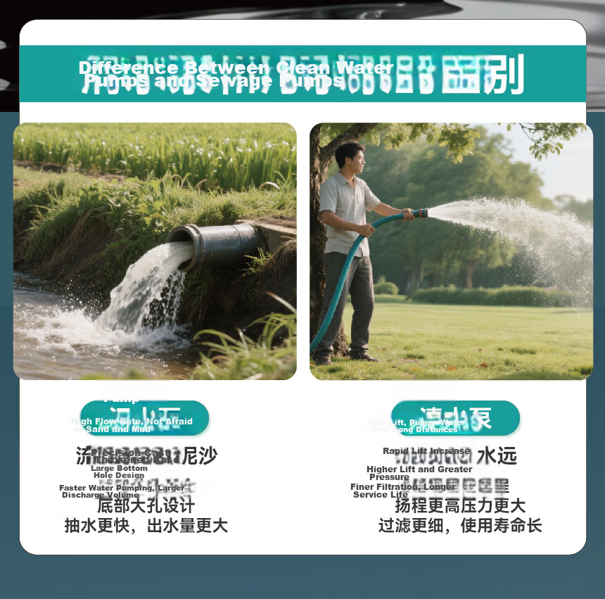 Lumei Submersible Pump 220V High Lift Large Flow Water Pump for Home Rural Farmland Irrigation Sewage and Clean Water Well Pump 9