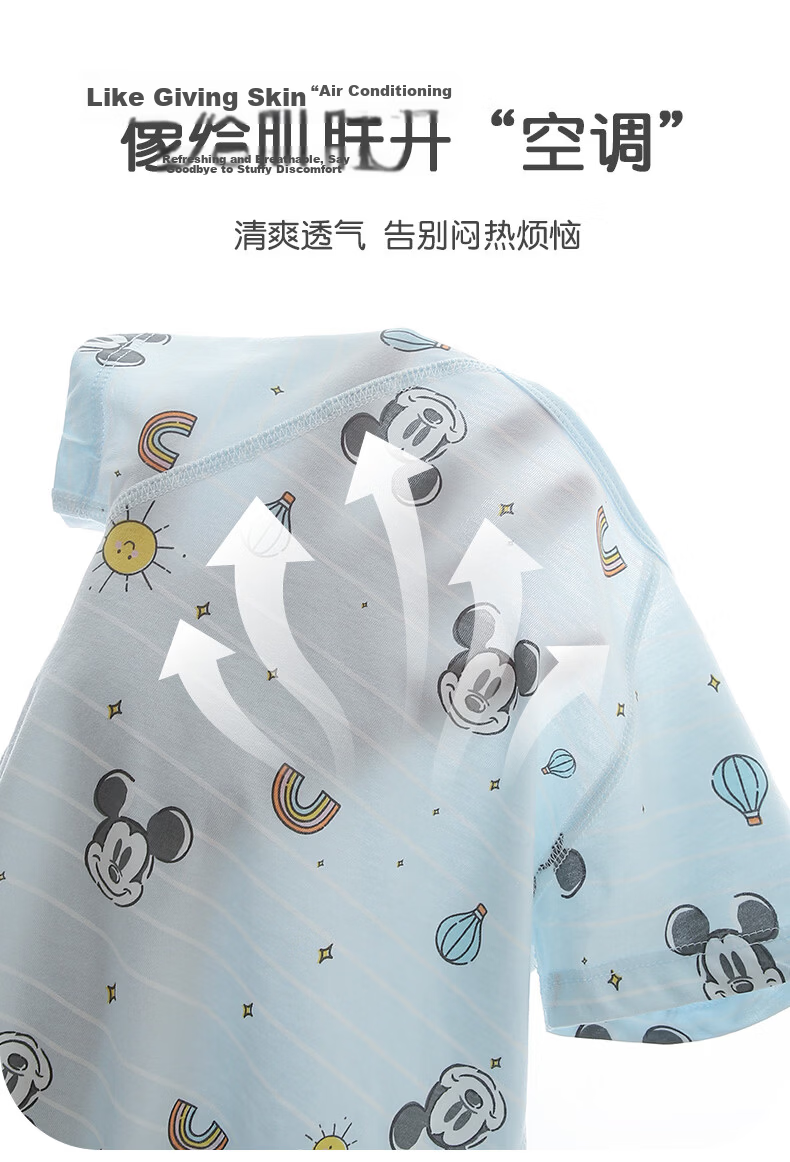 Disney 2-Piece Baby Summer Thin Newborn Romper Set A-Class Cotton Crawling Suit Full Moon Boys and Girls Sleepwear 6
