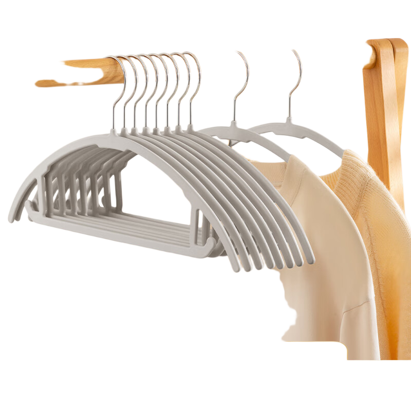 ZUO ZHUAN JIAO Silicone Non-Slip Half-Round Clothes Hangers, Household Seamless Garment Support, Gray, 10 Pieces