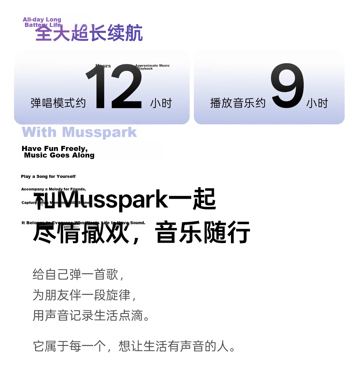 Musspark Smart AI Stringless Guitar Electronic Automatic Portable Mini Guitar Sakura Pink 6