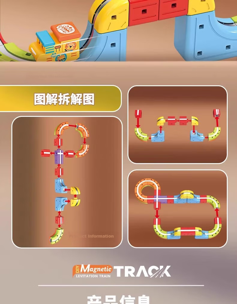 Miaobeile Children's Toy Boys Birthday Gift Magnetic Floating Track Car Small Train Toy Car 3-6 Years Assembly 15