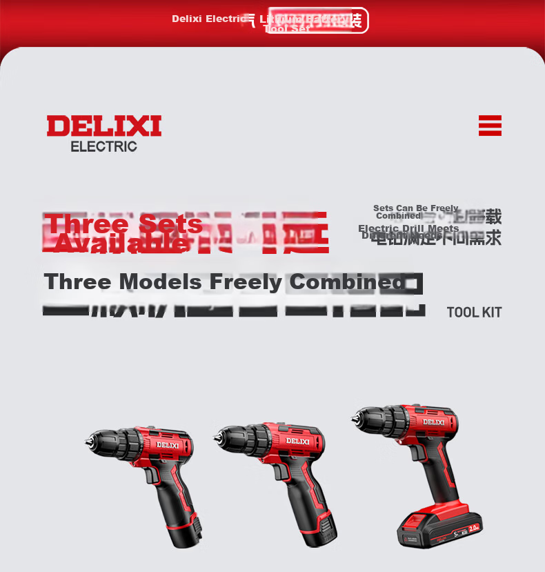 Delixi Electric Lithium Drill Set Household Toolbox Hardware Electric Woodworking Repair Multifunctional Electric Drill 12V Enhanced 25