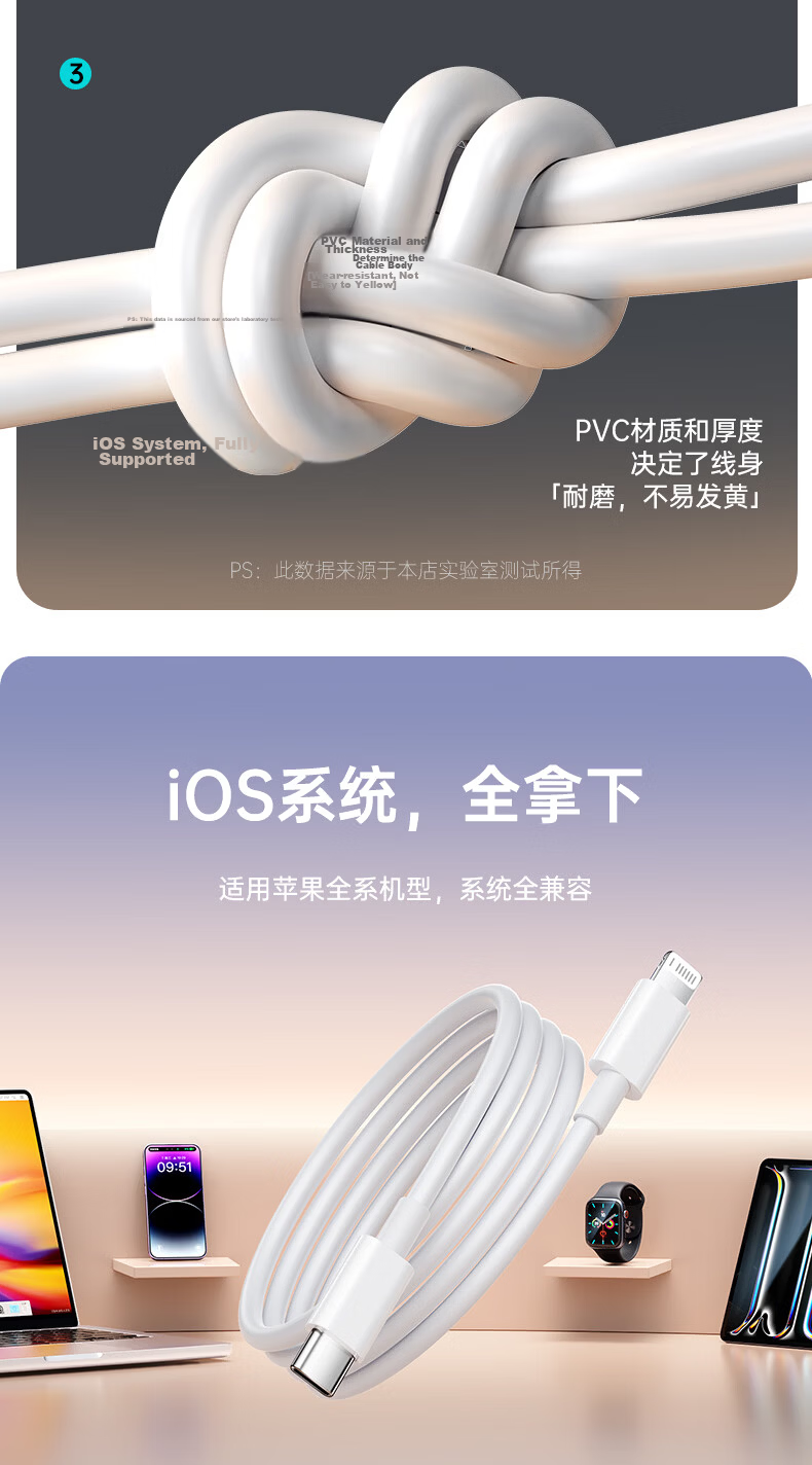 TAFIQ Apple Data Cable PD30/20W Fast Charging USB-A to Lightning Cable for iPhone 14/13 Pro Max/12/11 Mobile Car Use 1m 10