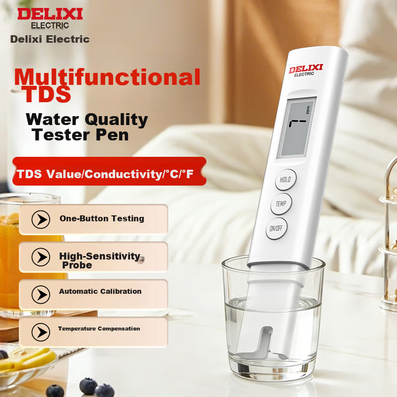 DELIXI ELECTRIC TDS Water Quality Tester Pen High Precision Household Drinking Water Detector Tap Water Impurity Purity Tester GM765
