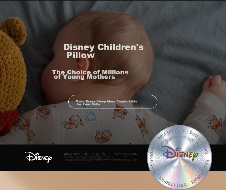 Disney Latex Pillow Thai Imported Natural Latex Neck Support Sleep 6-12 Years 7A Antibacterial Breathable 1