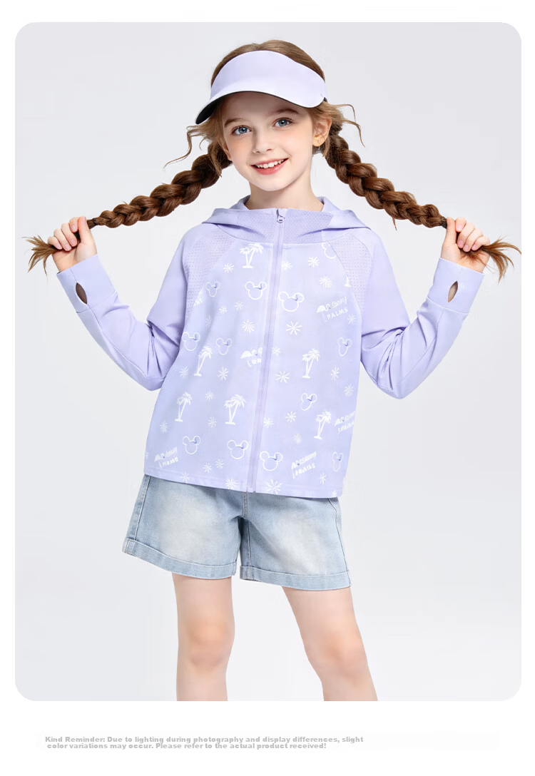 Disney Zootopia Ice Silk UPF50+ Sun Protection Jacket Summer Girls 2026 New Cool Sunproof Coat Purple 150 18