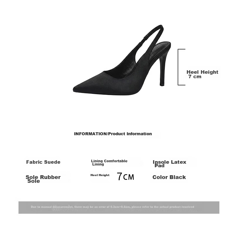 FOOTOPPO Suede High Heels Women Comfortable Non-Slip Black Stiletto Sandals Elegant Pointed Toe High Heels 3