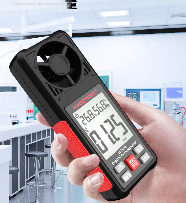 HABOTEST Intelligent Digital Anemometer High-Precision Airflow and Wind Speed Sensor Handheld Wind Speed Meter HT605 5