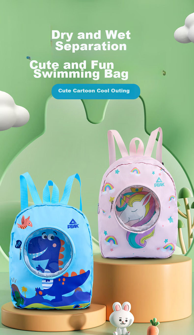 PEAK Children's Dry-Wet Separation Swim Bag, Sports Drawstring Fitness Portable Water-Resistant Storage Bag, Backpack, Pink 3