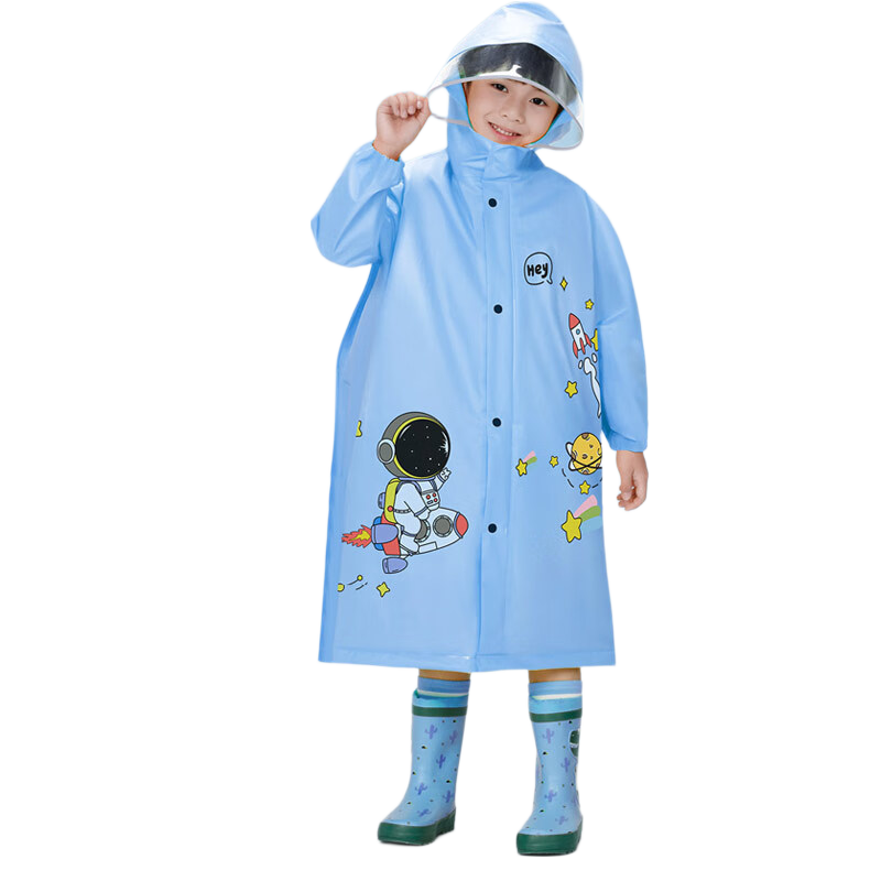 Jingxun Children's Raincoat with Large Backpack Space for Boys, Baby Raincoat, Kindergarten Rain Gear, Elementary School Student Rain Poncho, Blue, 3XL