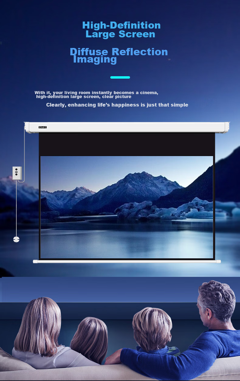 IN&VI Electric Screen DF Nano Fiber 72-inch 16:9 Home Projector Screen Office Projector Screen HD Projection Cloth Compatible with JmGO XGIMI Dangbei Projectors 9