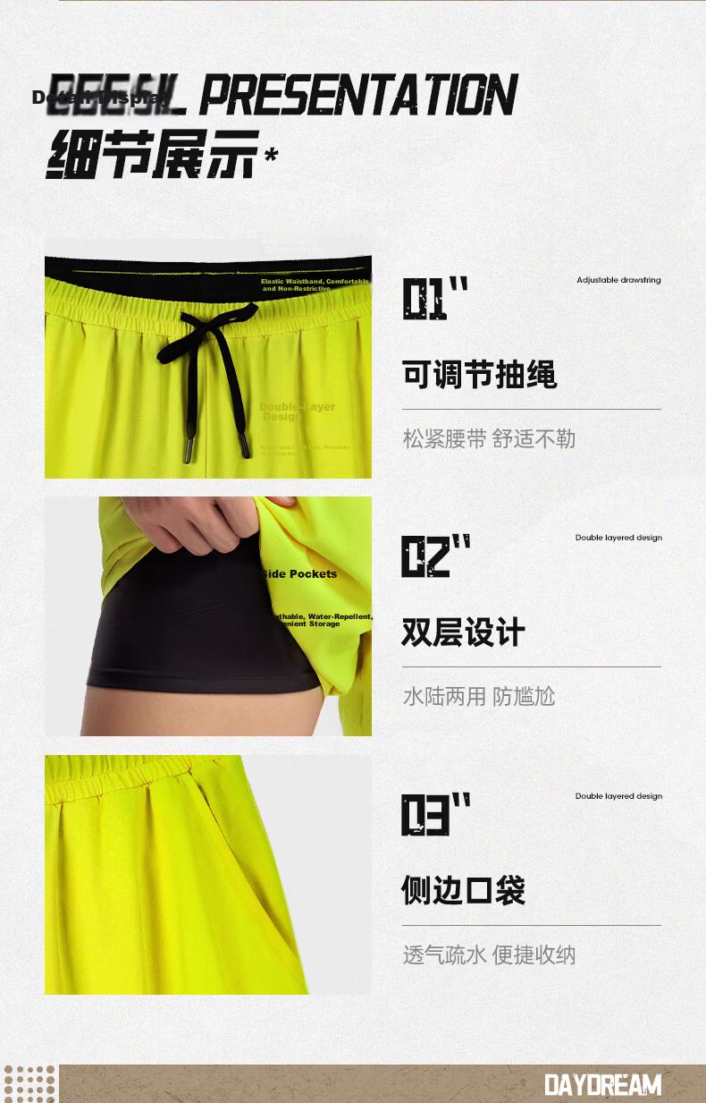 JEEP Men's Quick-Dry Beach Shorts Water-Resistant Men's Hot Spring Swim Trunks Surfing Shorts with Goggles and Swim Cap Set Lemon Yellow 3XL 9