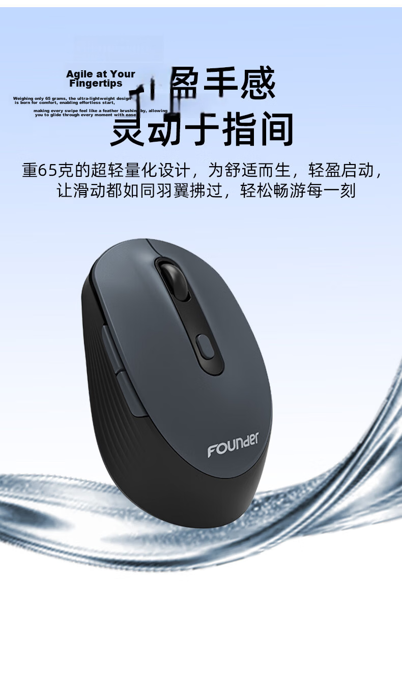 Founder Wireless Mouse 2.4G Lightweight Silent Click Small Hand Portable Office Mouse for Women Laptop Desktop All-in-One Computer Mouse W255 Black 10