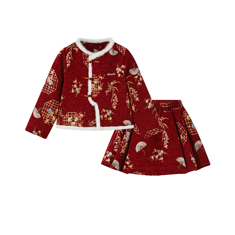 Disney Children's New Chinese Style Outfit Girls' Spring Autumn 2026 New Fashionable Thickened Tang Suit Two-Piece Set