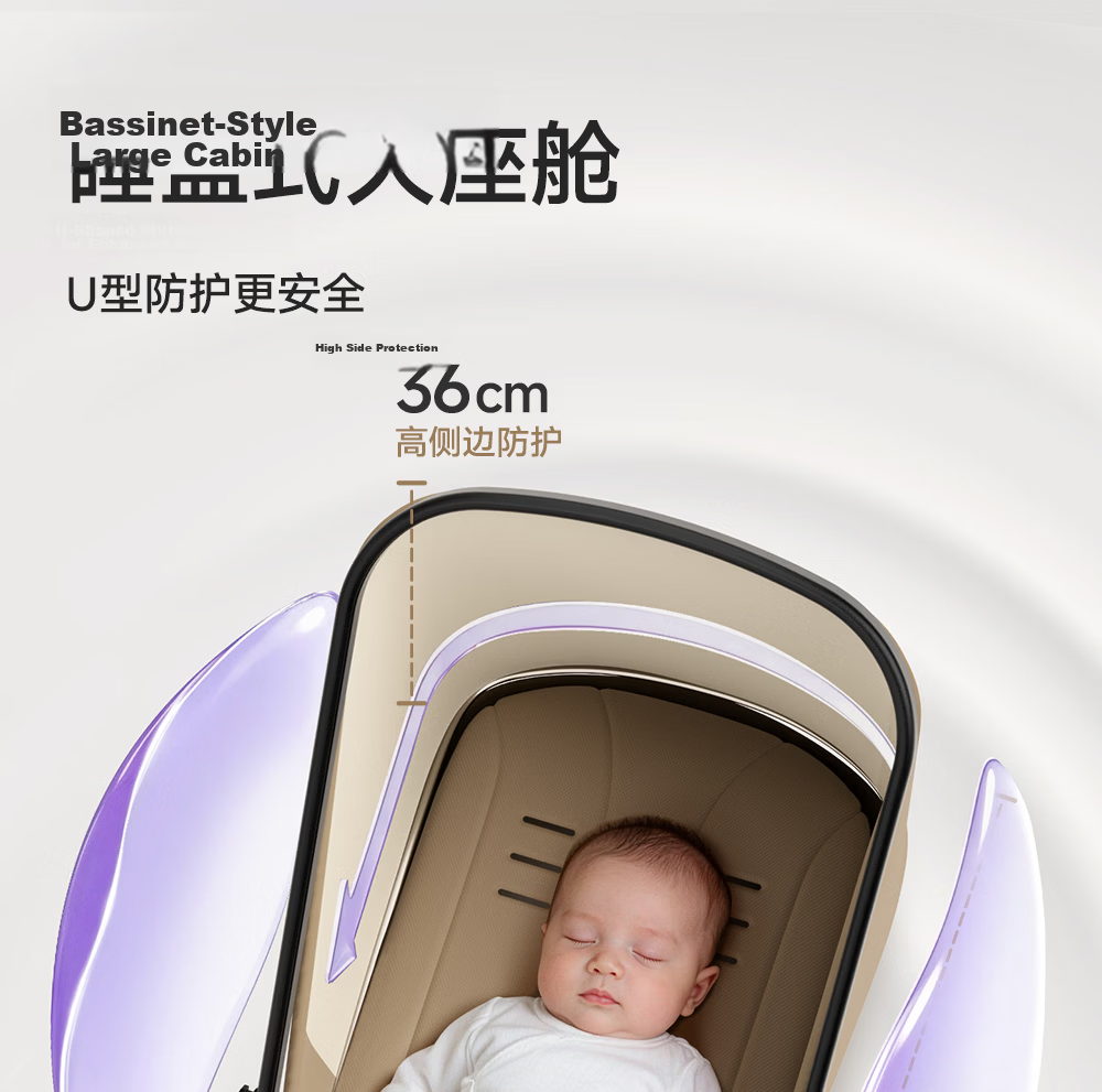 Welebao Baby Stroller Reversible Seat Recline 0-3 Years Lightweight Shockproof One-Key Folding High Landscape 38