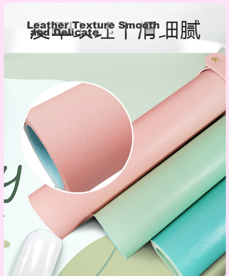 Juyingfeng Large Leather Mouse Pad Odorless Waterproof Oil-Resistant Wash-Free Dining Mat Luxury Minimalist Ins Style Custom Printed Desk Pad 900*420*2mm Milk Powder Small Flower 8