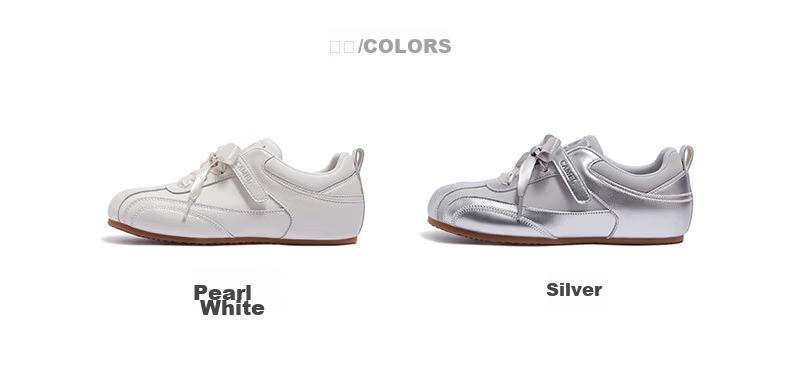 CAMEL Ribbon Thin Sole Derby Shoes Women Retro Casual Ballet Style Sneakers L26A255054 Silver Size 40 17