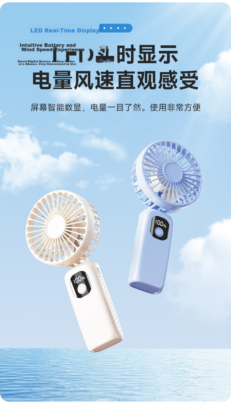 Capeden 5200mAh Large Capacity Handheld Mini Fan, Strong Wind Neck Hanging Fan, Long Battery Life Portable Outdoor Rechargeable Fan for Office Dorm Desktop H01 White 7