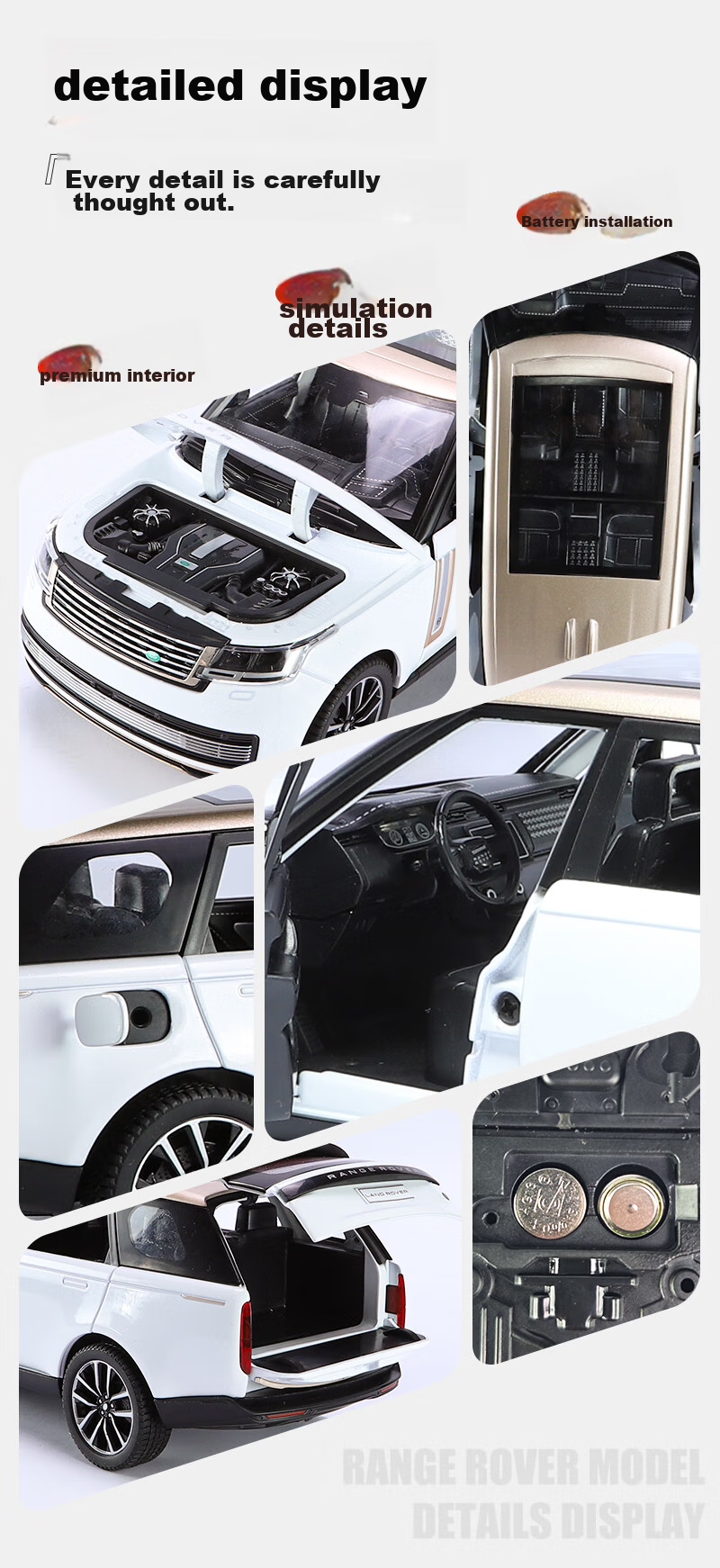 Heimanba 1:24 New Land Rover Range Rover SV White Car Model Children's Toy Alloy Car Model Collectible Display Piece Gift 12