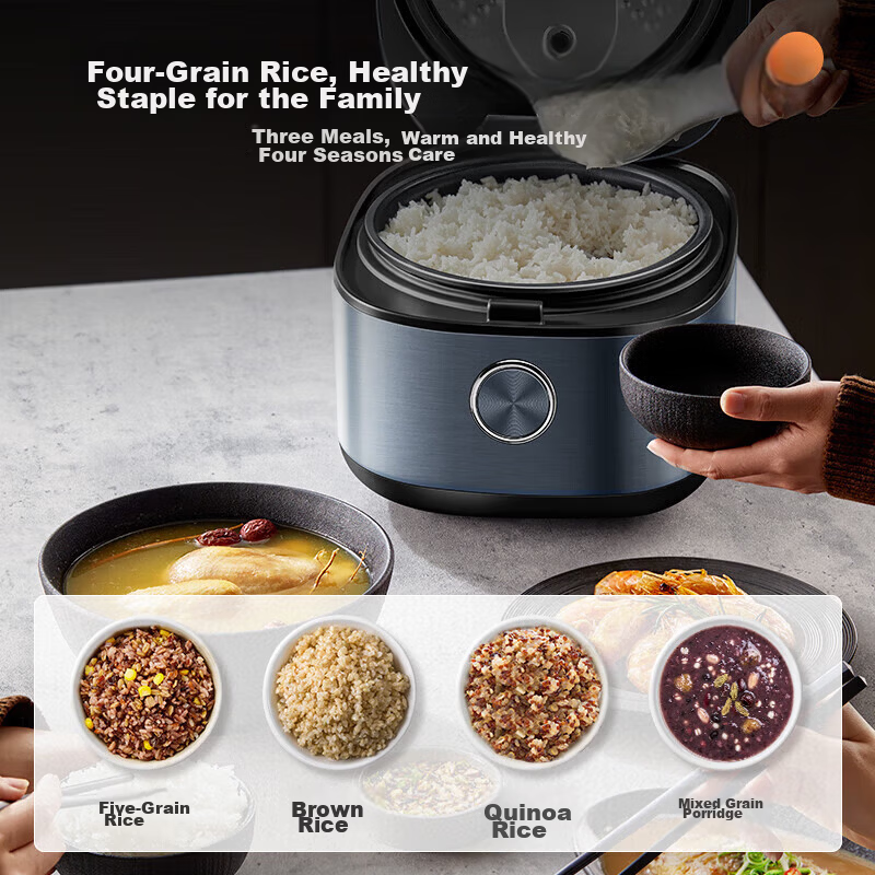 Midea 4L Rice Cooker with Silver Diamond Inner Pot, 11 Preset Menus, Smart Multifunctional Rice Cooker, High Power Rice Pot MB-RE473 (3-4 People)