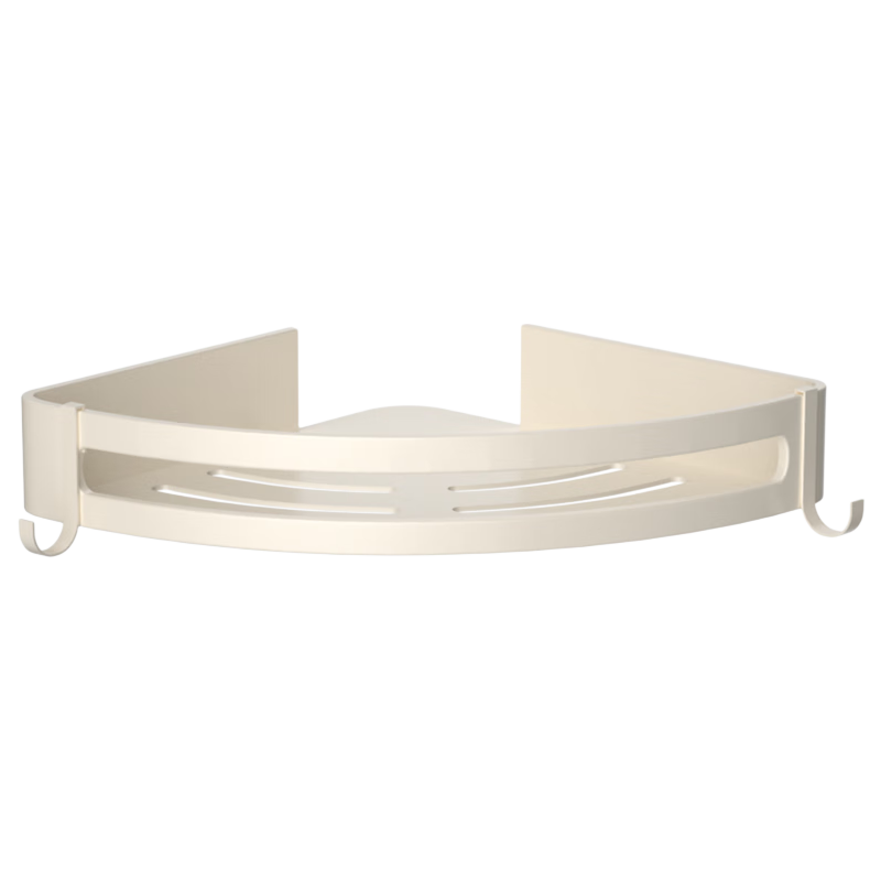 JD Original Cream Series, No-Drill Triangular Basket, Space Aluminum Adhesive-Free Bathroom Storage Wall-Mounted Hooks, Corner Organizer Rack
