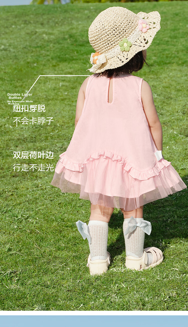 Balabala Baby Dress Infant Dress Children's Princess Dress 2026 New Summer Breathable Sweet Mesh Splicing 10