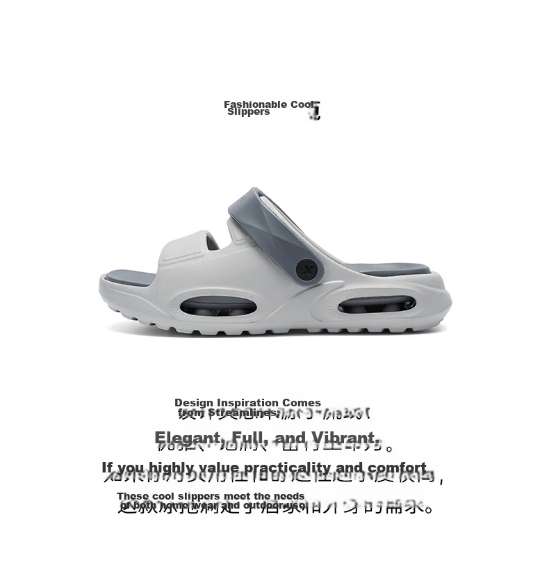 XTEP Men's Outdoor Sports Sandals Summer New Beach Slippers A012 Black Gray Size 38-39 2