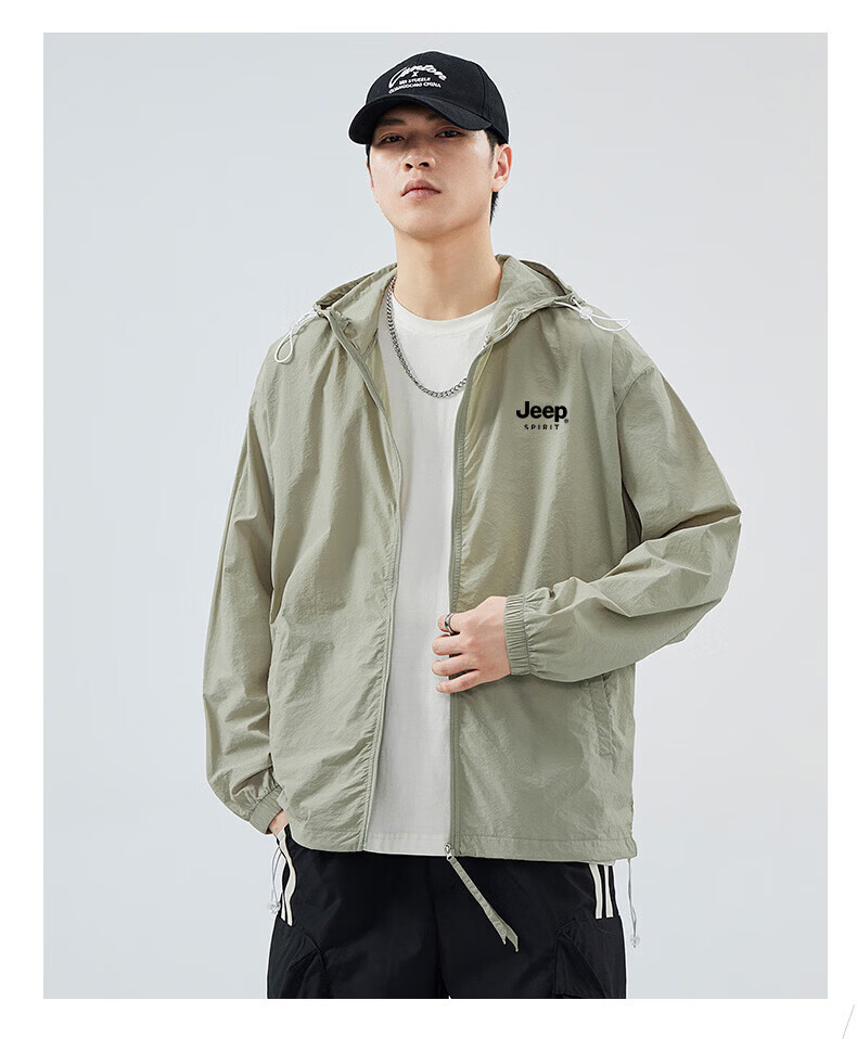 JEEP SPIRIT Men's Summer New Ice Silk Lightweight Sun Protection Jacket Large Size Men's Clothing Coat ZH7777 Cement Gray 3XL 38