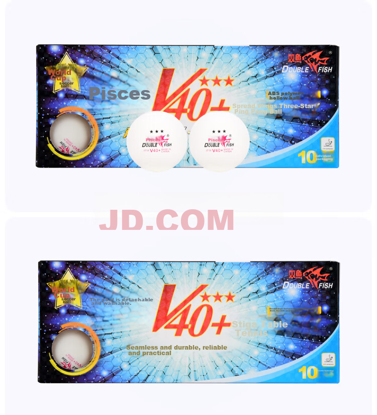 DOUBLE FISH Table Tennis Balls 3-Star Flying V40+ New Material ABS 3-Star Professional Match Balls White 10-Pack 7
