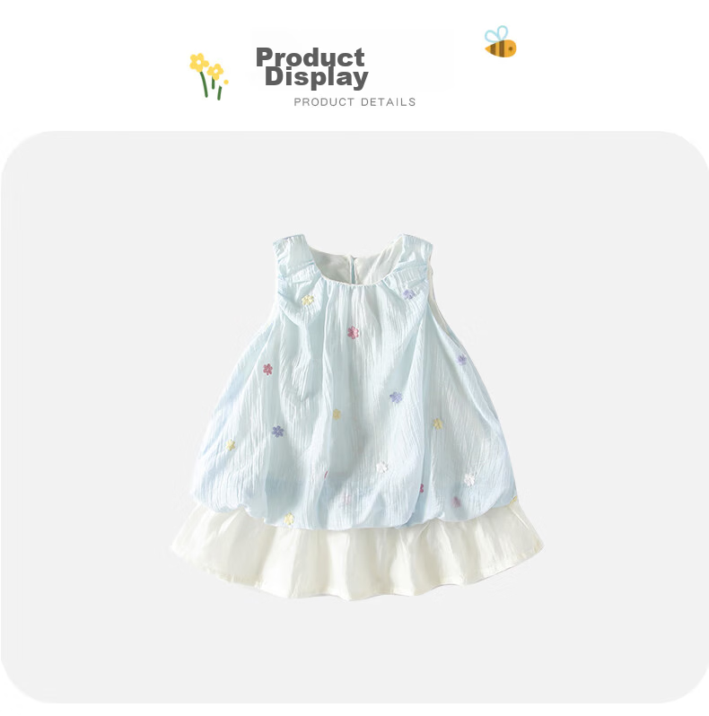 VOONLIE Girls Summer Dress Sleeveless Princess Embroidered Vest Dress for Baby Girls 8