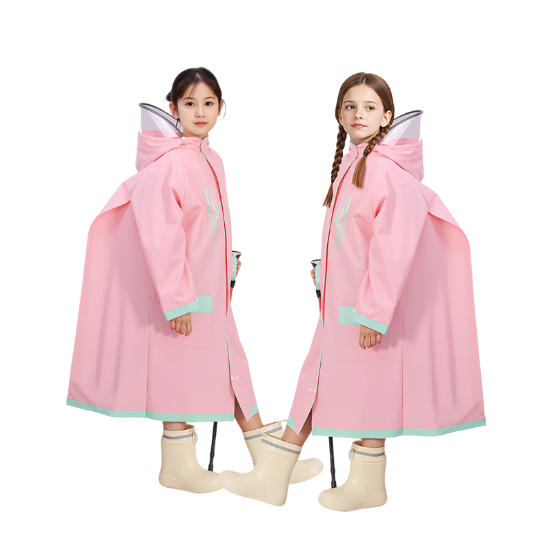 Xtep Kids Raincoat for Elementary School Boys and Girls, Long Full-Body Raincoat with Backpack Cover, Sky Blue, XL