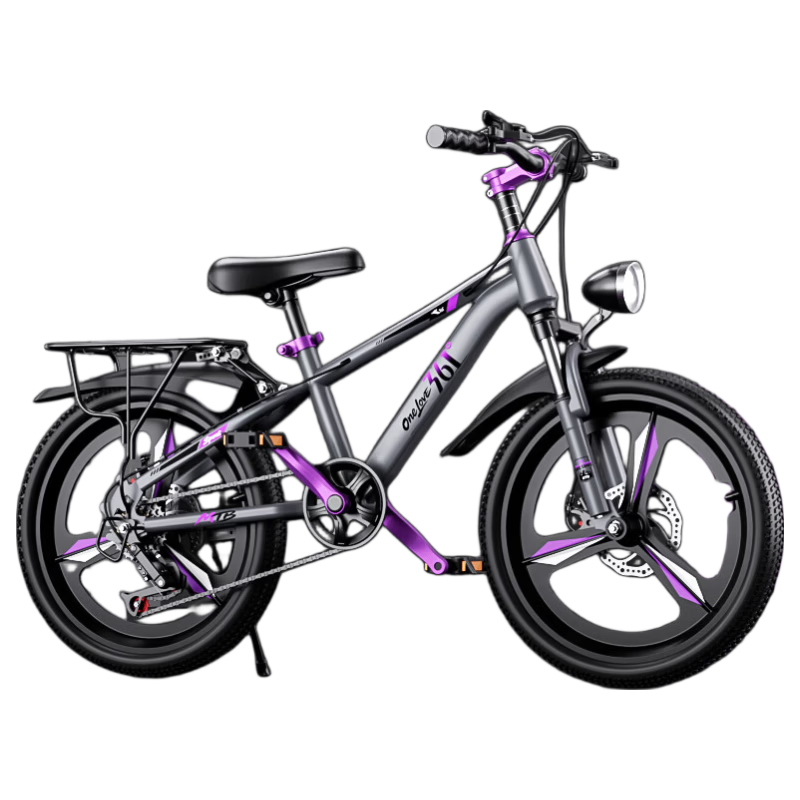 361° Kids and Teens Bicycle 6-12 Years Disc Brake Shock Absorbing Student Pedal Off-Road Mountain Bike 18-inch Purple