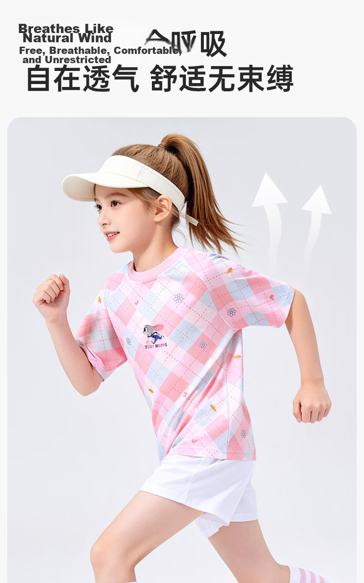 Disney Girls Short Sleeve Rabbit Police Official T-Shirt 2026 Summer New Children's Ice Silk Sports Short Sleeve Purple Size 150 6