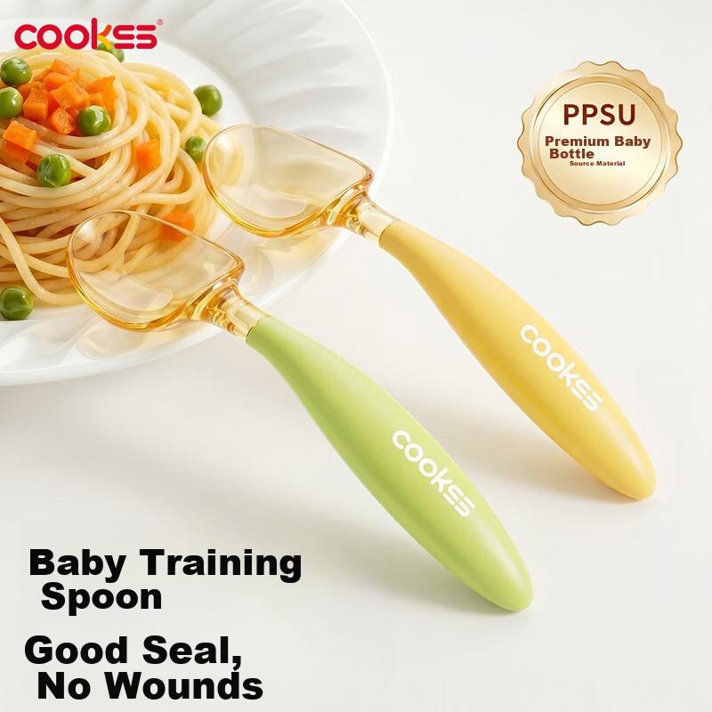 COOKSS Baby Spoon PPSU Training Spoon Set Children's Tableware Curved Feeding Spoon