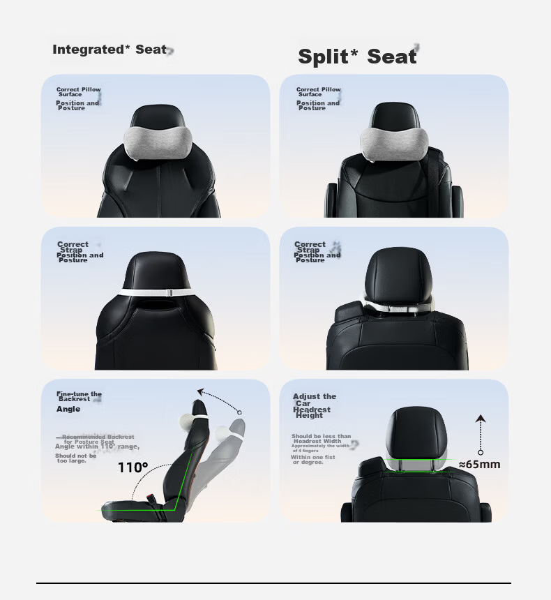 CICIDO Car Headrest and Lumbar Support Set Neck Protection Pillow Seat Cushion Car Neck Pillow Waist Support Cushion Lumbar Pad 28
