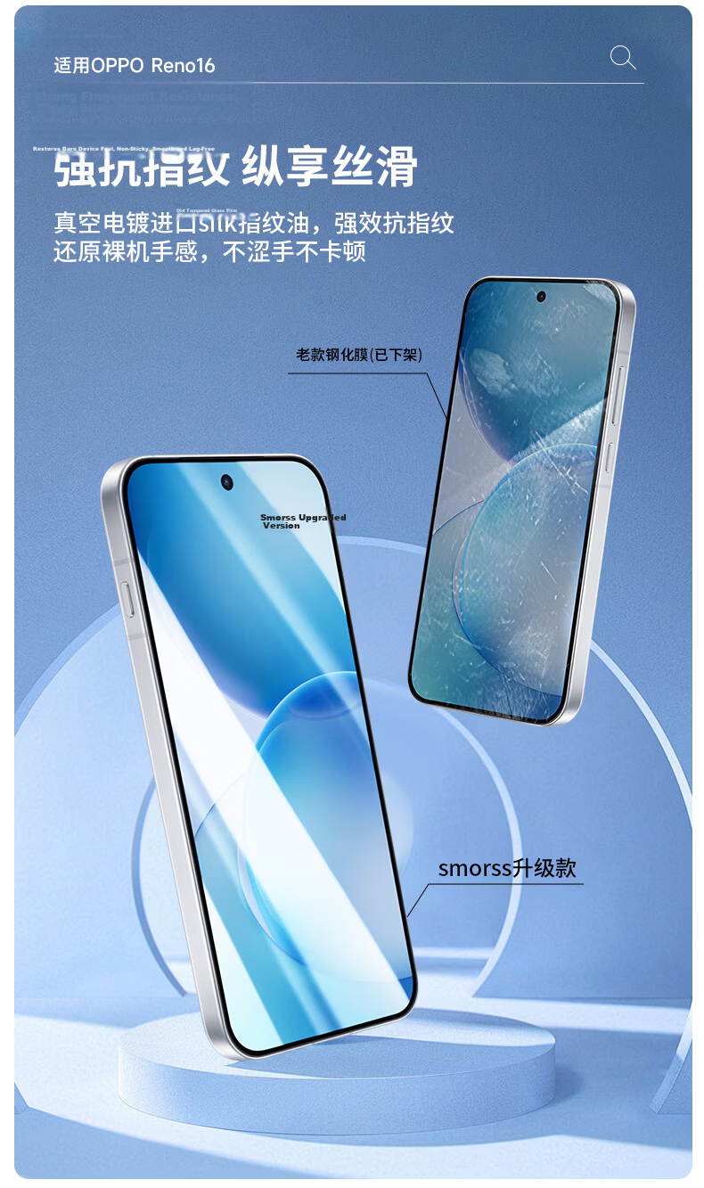 Smorss [2-Pack No Black Edges] Tempered Glass Screen Protector for OPPO Reno16, High-Definition Anti-Drop, Scratch-Resistant, Anti-Fingerprint Full-Coverage Protective Film 7