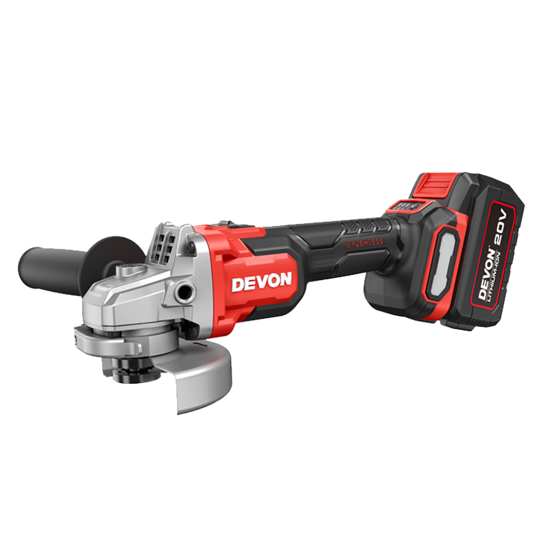 Devon 20V Lithium Battery Cordless Angle Grinder Brushless High-Speed Variable Speed Cutting and Grinding Machine 2908 Single Battery 5.0 Fast Charger