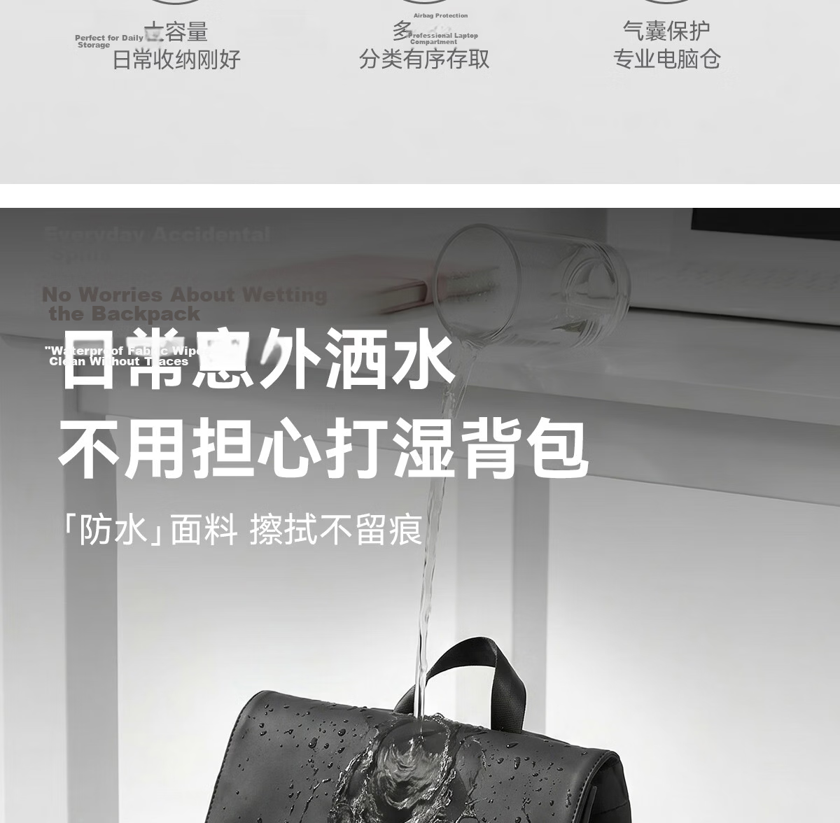 JINSHIWQ 16-inch Laptop Backpack Men City Commuter Lightweight Travel Bag Women Business Briefcase Flap School Bag 10