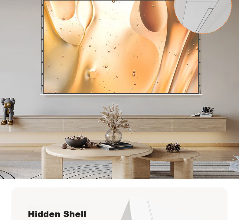 JINGMI 100-inch Smart Photon Screen Hidden Floating Version FG1XS Ultra White Electric Pull Wire Projection Screen Smart Linkage Dual Power Adapter Three-Color Laser Projector 1
