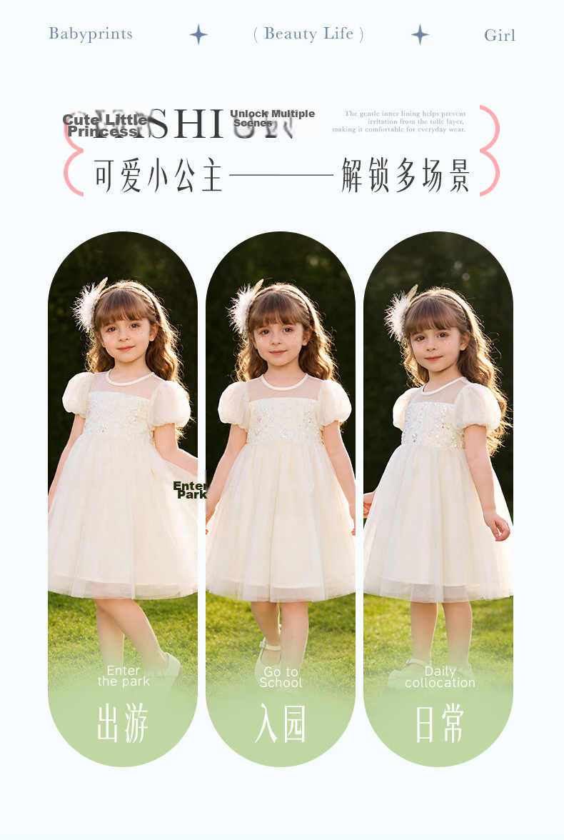 Babyprints Girls Summer Short Sleeve Mesh Princess Dress Sweet Birthday Party Dress Cute Dress Size 140 7