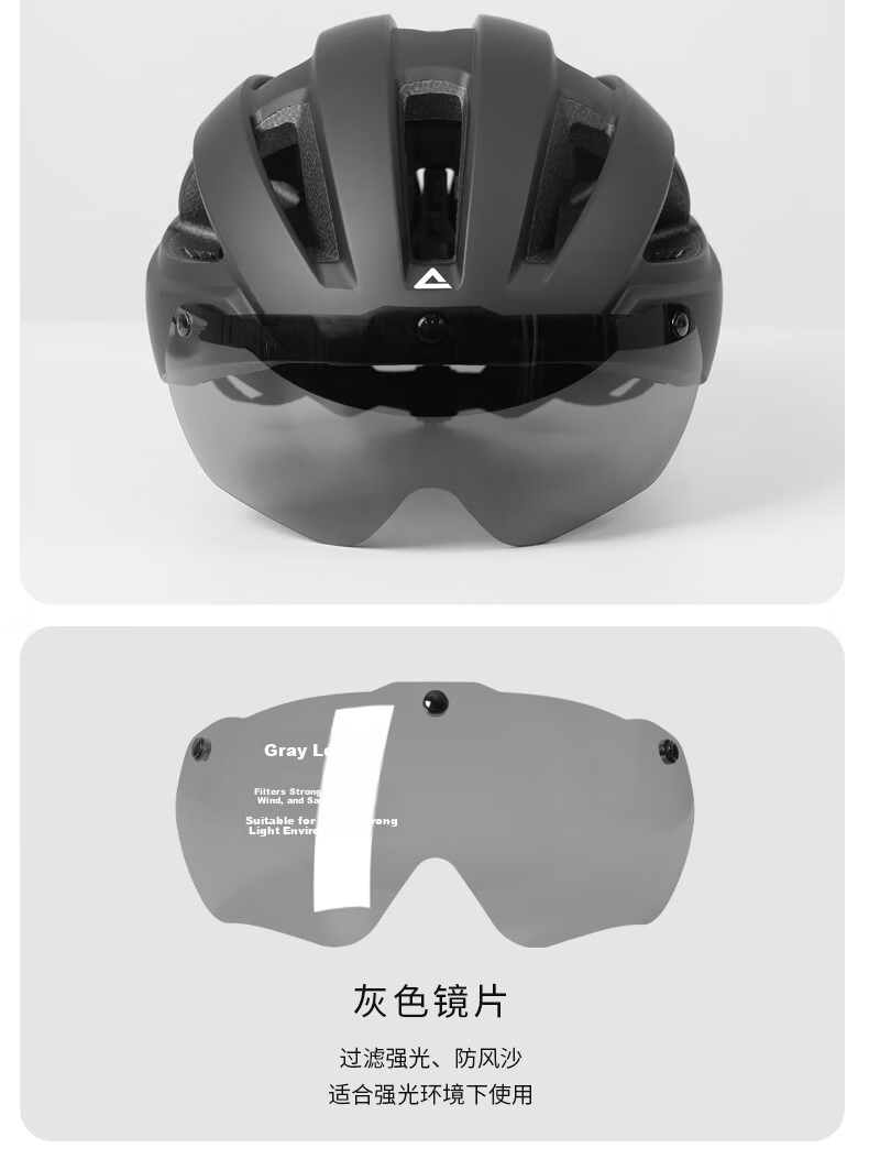 Peak Integrated Cycling Helmet with Goggles Unisex Mountain Road Bike Matte Black 7