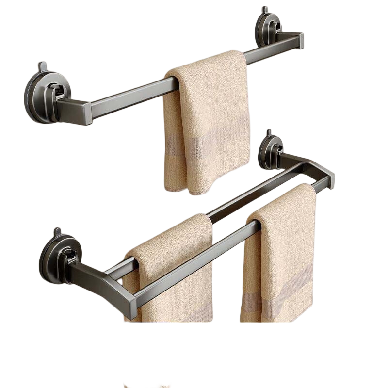 Shangmeide Suction Cup Towel Rack, No Drilling Required, Bathroom Storage Shelf, Toilet Organizer, Aluminum Alloy Single Rod