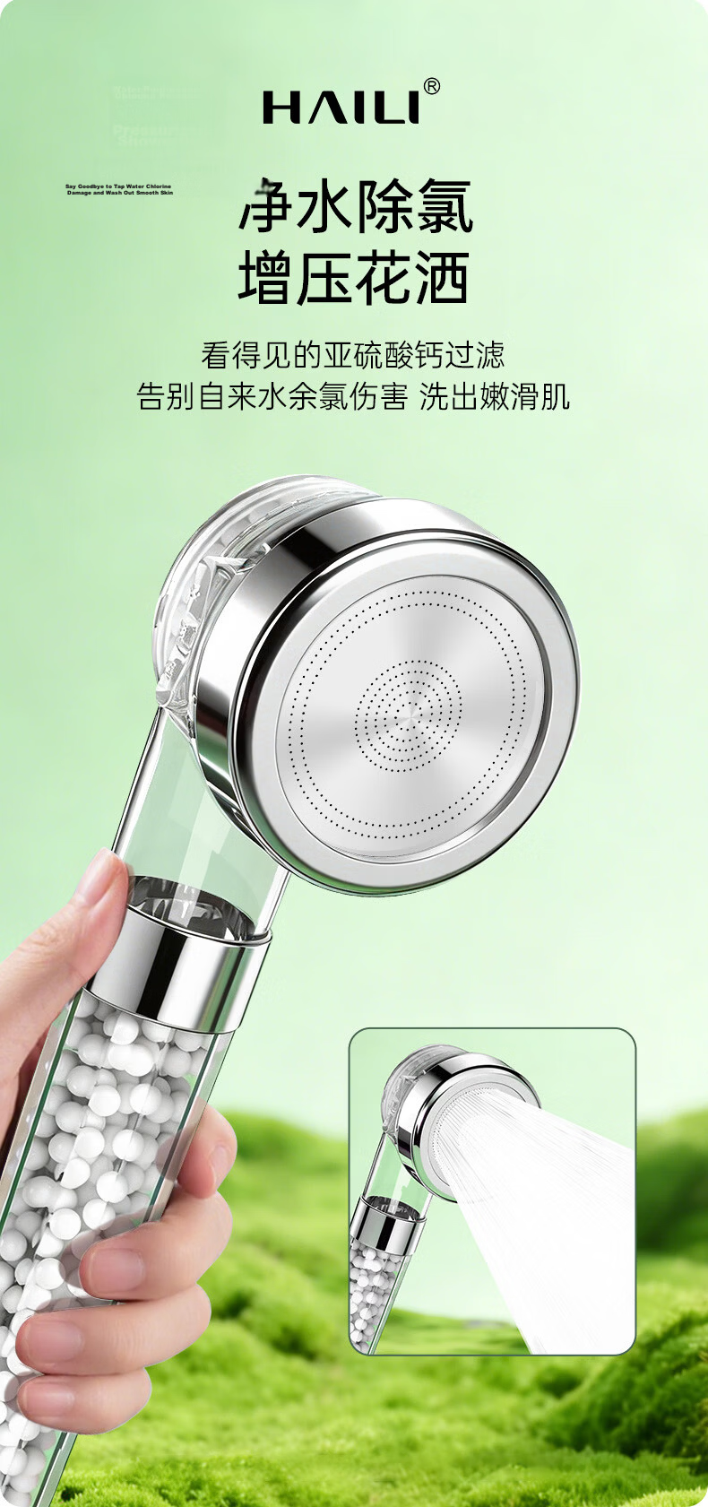 Haili Shower High-Pressure Filtered Handheld Shower Head Universal Bathroom Spray Nozzle 09931 1