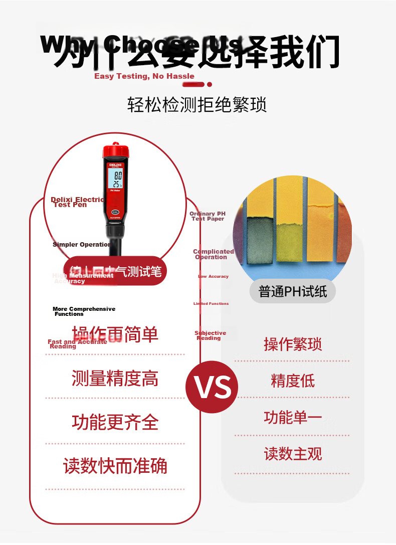 DELIXI ELECTRIC Digital High-Precision pH Meter Industrial pH Tester Household Tap Water pH Pen 6