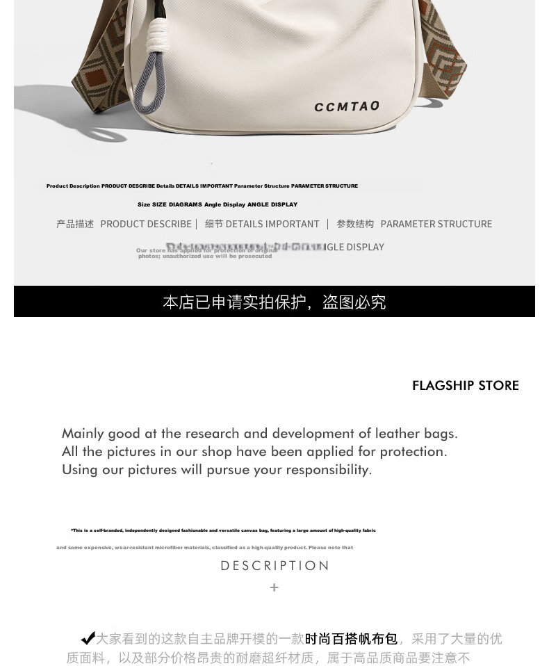 Aegean Sea Women's Shoulder Bag Crossbody Canvas Bag Commuter Fashion Light Luxury Birthday Qixi Valentine's Day Gift for Girlfriend 6