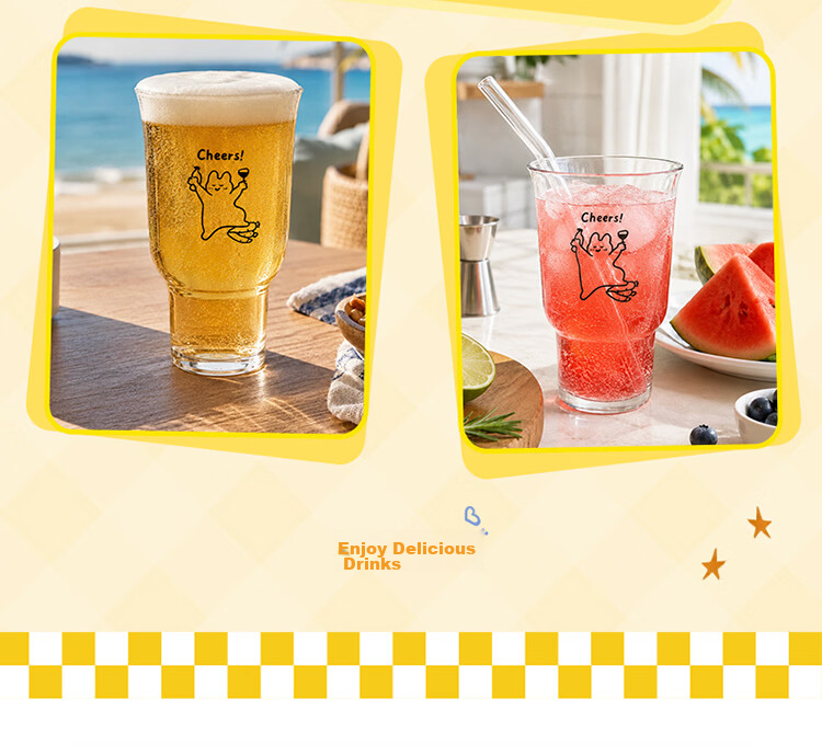 Baijie Large Capacity Beer Glass Mug Draft Beer Cup Fruit Tea Cup Cold Drink Cup Juice Cup Soda Sparkling Water Cup Beverage Cup 10