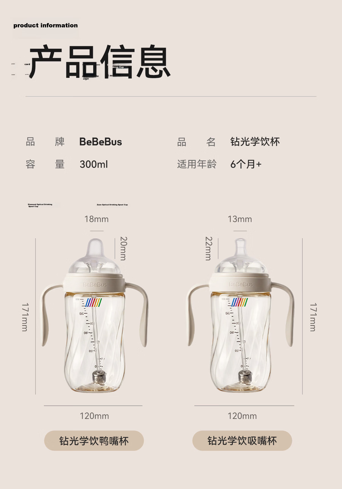 Bebebus Baby Training Cup for 7+ Months, Duckbill PPSU Anti-Choke Gravity Ball Straw Water Bottle, 300ml 22