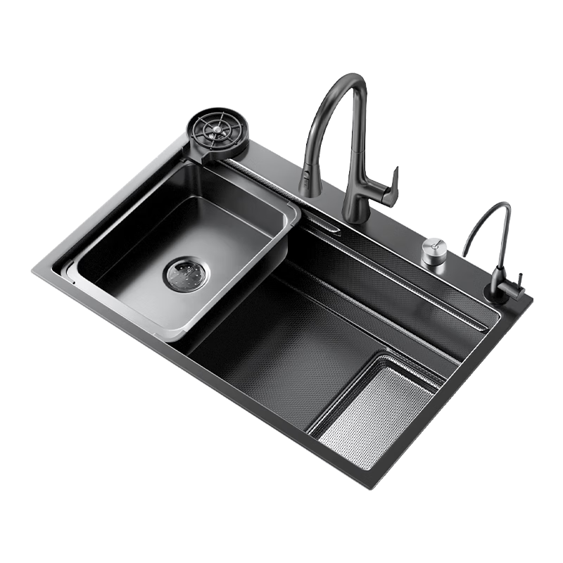 DONGPENG Kitchen Sink Large Single Bowl National Standard 304 Stainless Steel Integrated Vegetable Washing Basin with Strainer 4mm Thickened Model 6845
